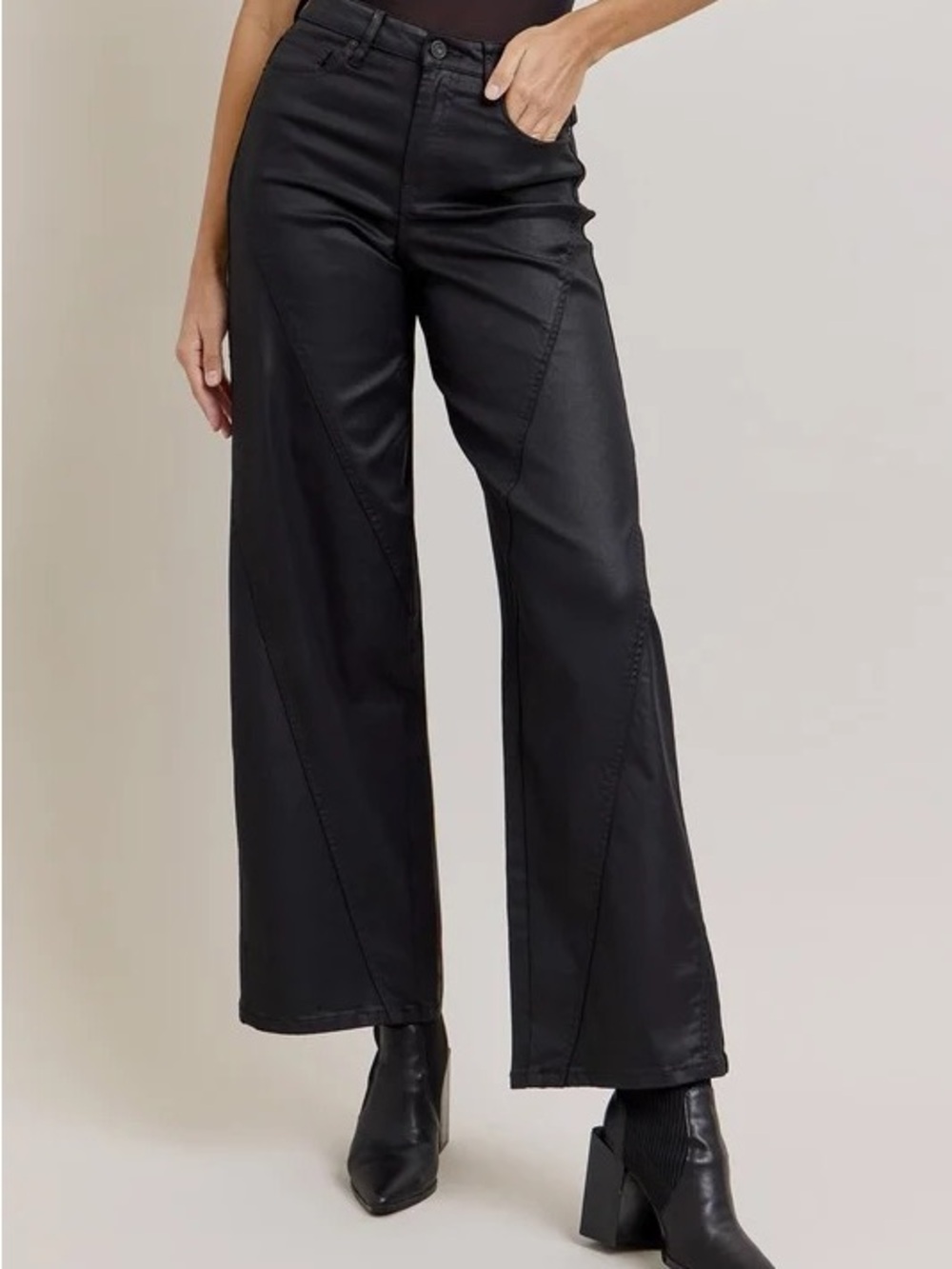 Hidden NORI women’s coated black jeans extra wide leg
